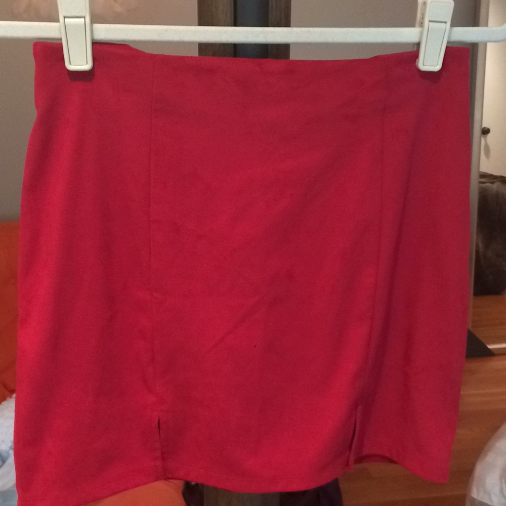 Red Forever 21 Suede Pencil Skirt